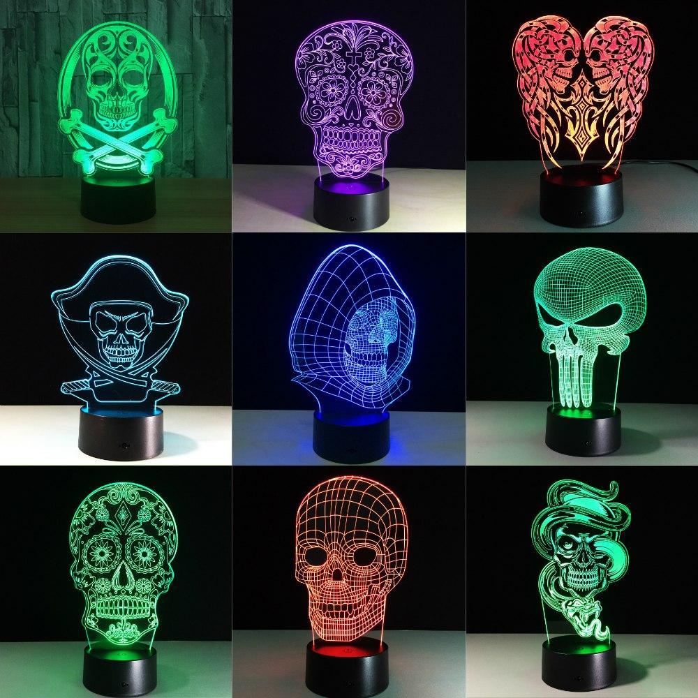 Halloween Skull 3D Lamp – Color Changing LED Magic